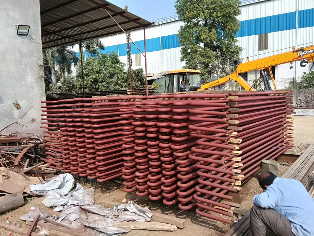Batch of fabricated boiler coils in the Siddhi Enterprises workshop